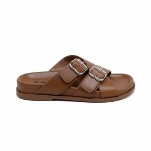 NEW BIBI LOU women's bellamy open toe slides in brown